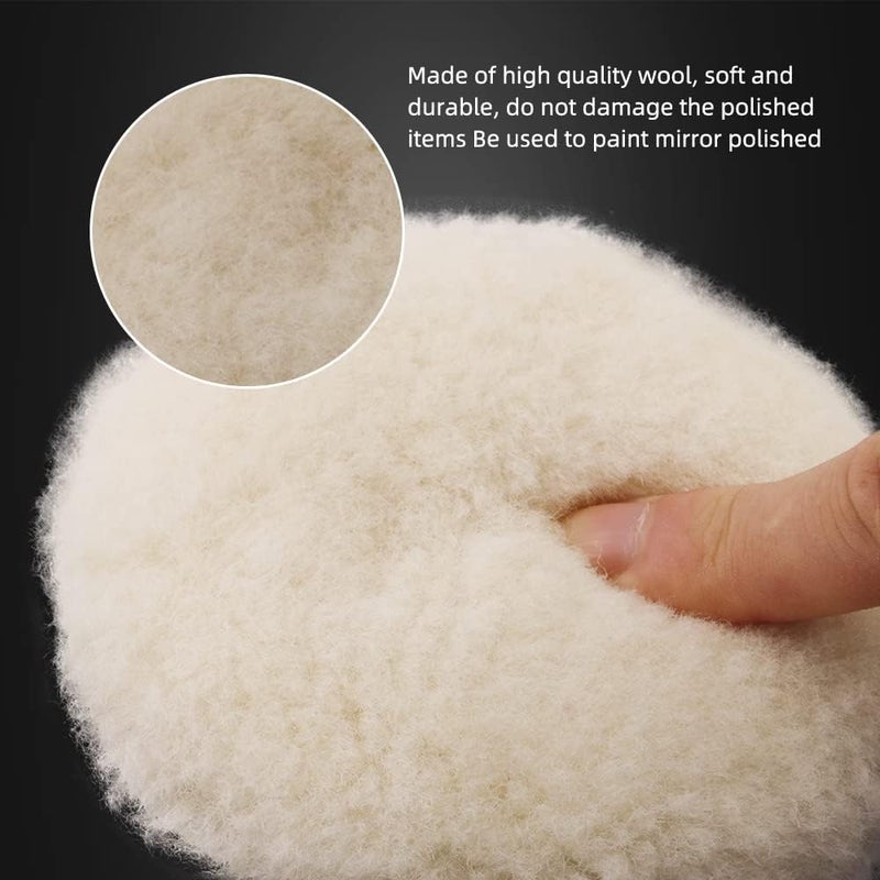 SPTA Wool Buffing Polishing Pads, 3Pcs 5 Inch (125mm) Wool Cutting Pad, Wool Compounding Pad, Buffing and Polishing Pads Buffing Wheel for 5 Inch Car Polisher Compounding, Polishing, Buffing - Image 4